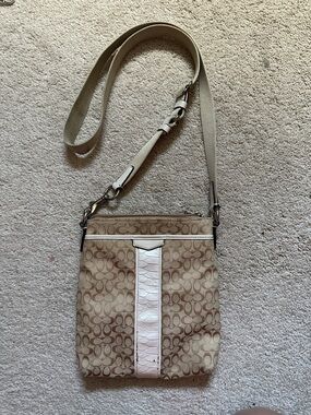 Coach Beige Logo Crossbody with Cream Trim